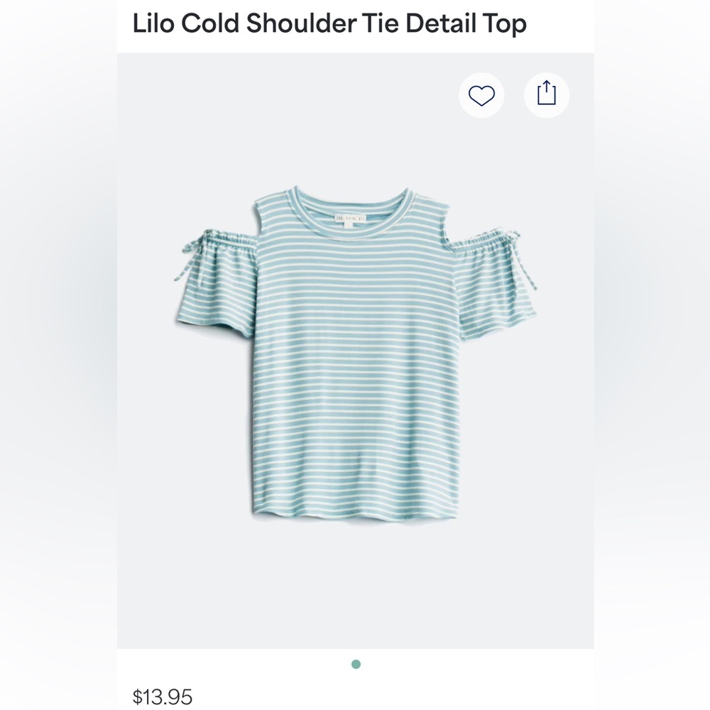 Blue and white striped cold shoulder girls top